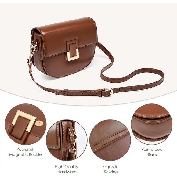 Genuine Leather Crossbody Bag for Women Large Capacity Organizer Stylish - Picture 3 of 6